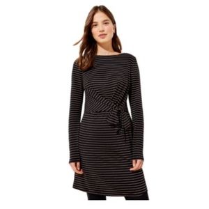 Loft Black & Gold Striped Dress | L large | BNWT